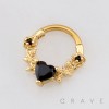 GOTHIC ROSE THORN VINE HEART HINGED SEPTUM CLICKER RING316L SURGICAL STEEL